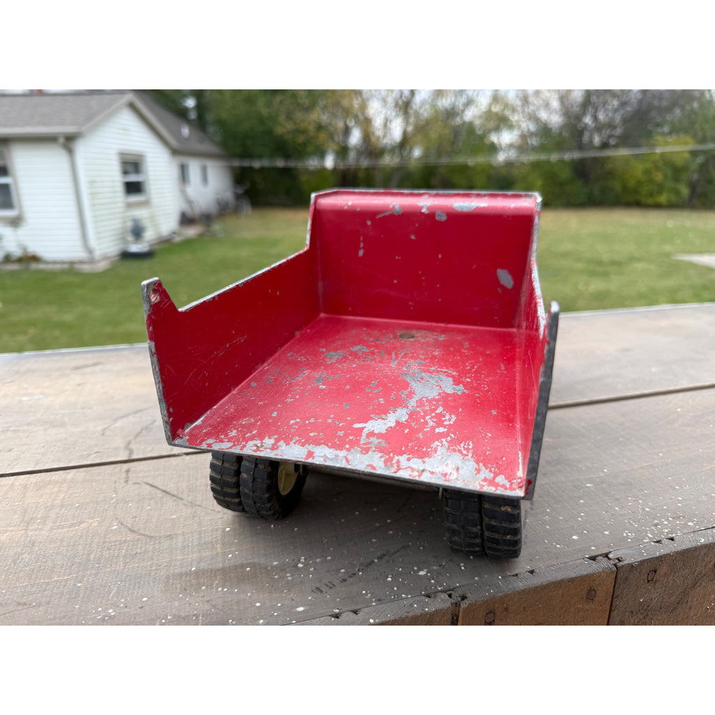 Vintage 1950s Ertl International Loadstar IH Dump Truck Red White Metal Toy