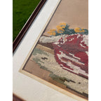 Antique c1880s Victorian Religious Needlepoint Baby Jesus Infant Christ Framed Art