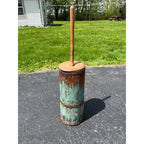 Antique Primitive 19th c. Blue Paint Wooden Staved Shaker Butter Churn AAFA Folk