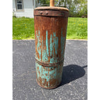 Antique Primitive 19th c. Blue Paint Wooden Staved Shaker Butter Churn AAFA Folk