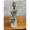 Vintage MCM Chalkware Plaster Table Lamp Atomic Sculptural Speckled Stone Base