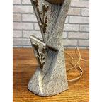 Vintage MCM Chalkware Plaster Table Lamp Atomic Sculptural Speckled Stone Base