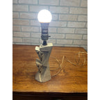 Vintage MCM Chalkware Plaster Table Lamp Atomic Sculptural Speckled Stone Base