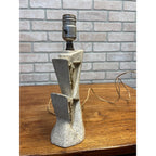 Vintage MCM Chalkware Plaster Table Lamp Atomic Sculptural Speckled Stone Base