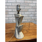 Vintage MCM Chalkware Plaster Table Lamp Atomic Sculptural Speckled Stone Base