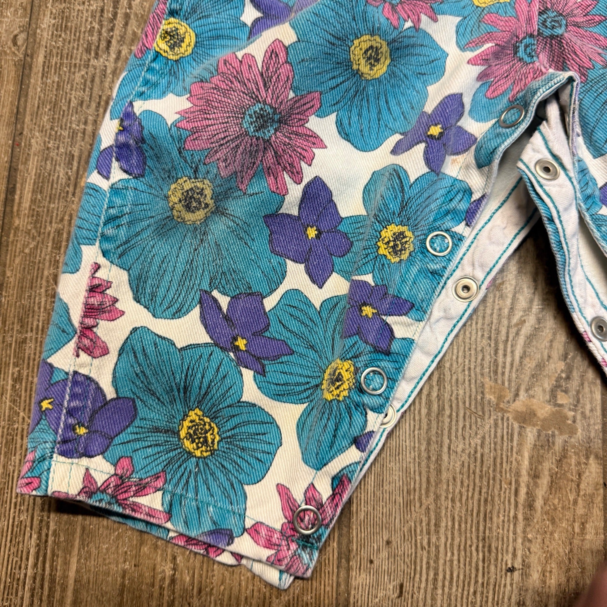 Vintage 90s Offspring 12M Floral Overalls Bibs Shortalls Classic Real Wear