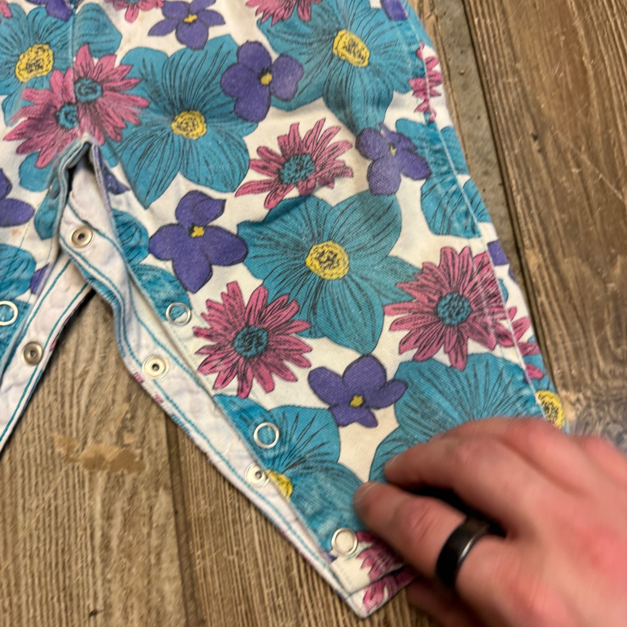 Vintage 90s Offspring 12M Floral Overalls Bibs Shortalls Classic Real Wear