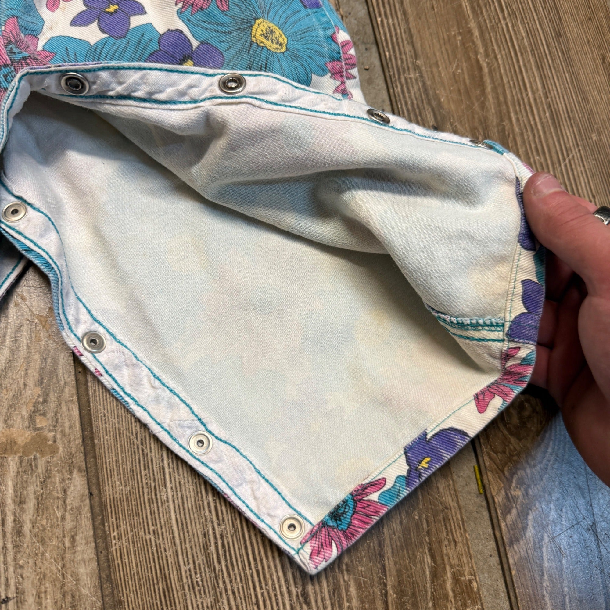 Vintage 90s Offspring 12M Floral Overalls Bibs Shortalls Classic Real Wear