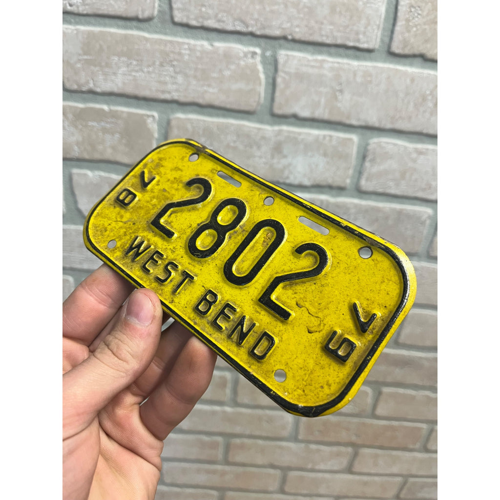 Vintage Wisconsin Bicycle Bike License Plate Embossed West Bend 1978-1979