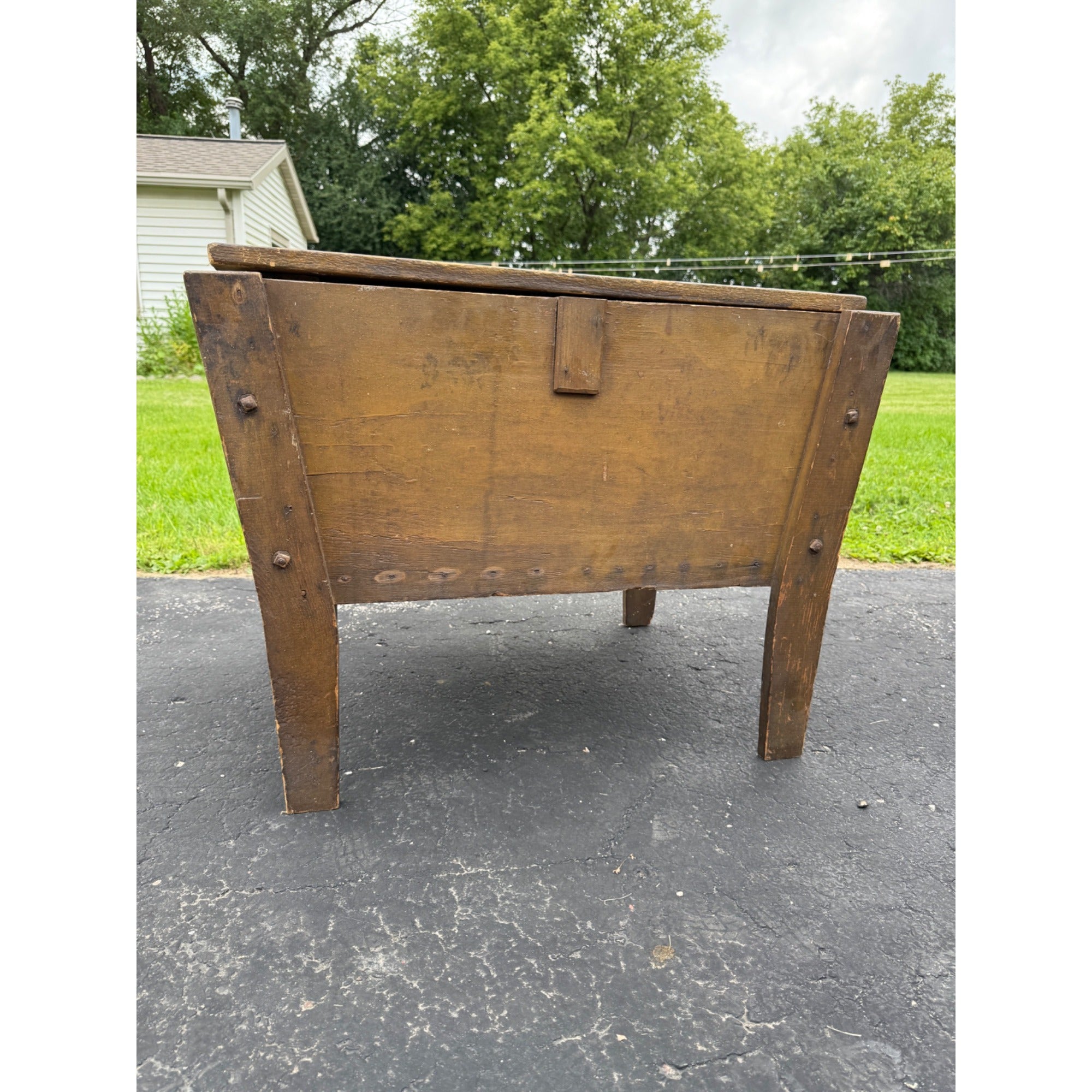 Antique Primitive 19th c. Bread Dough Trough Bin Table Farmhouse