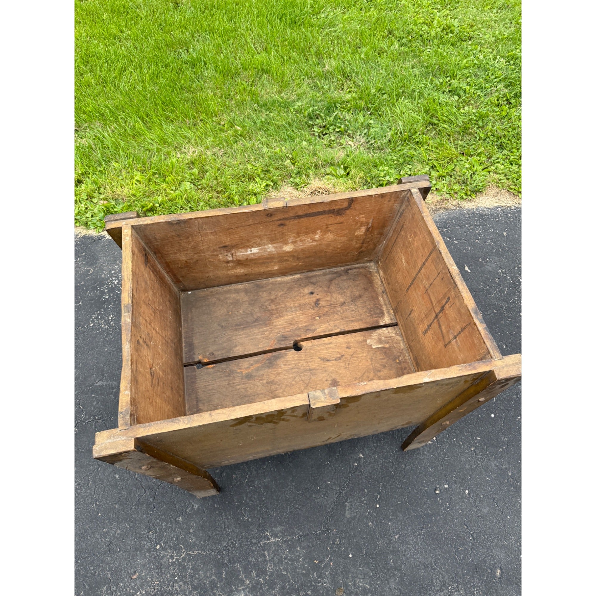 Antique Primitive 19th c. Bread Dough Trough Bin Table Farmhouse