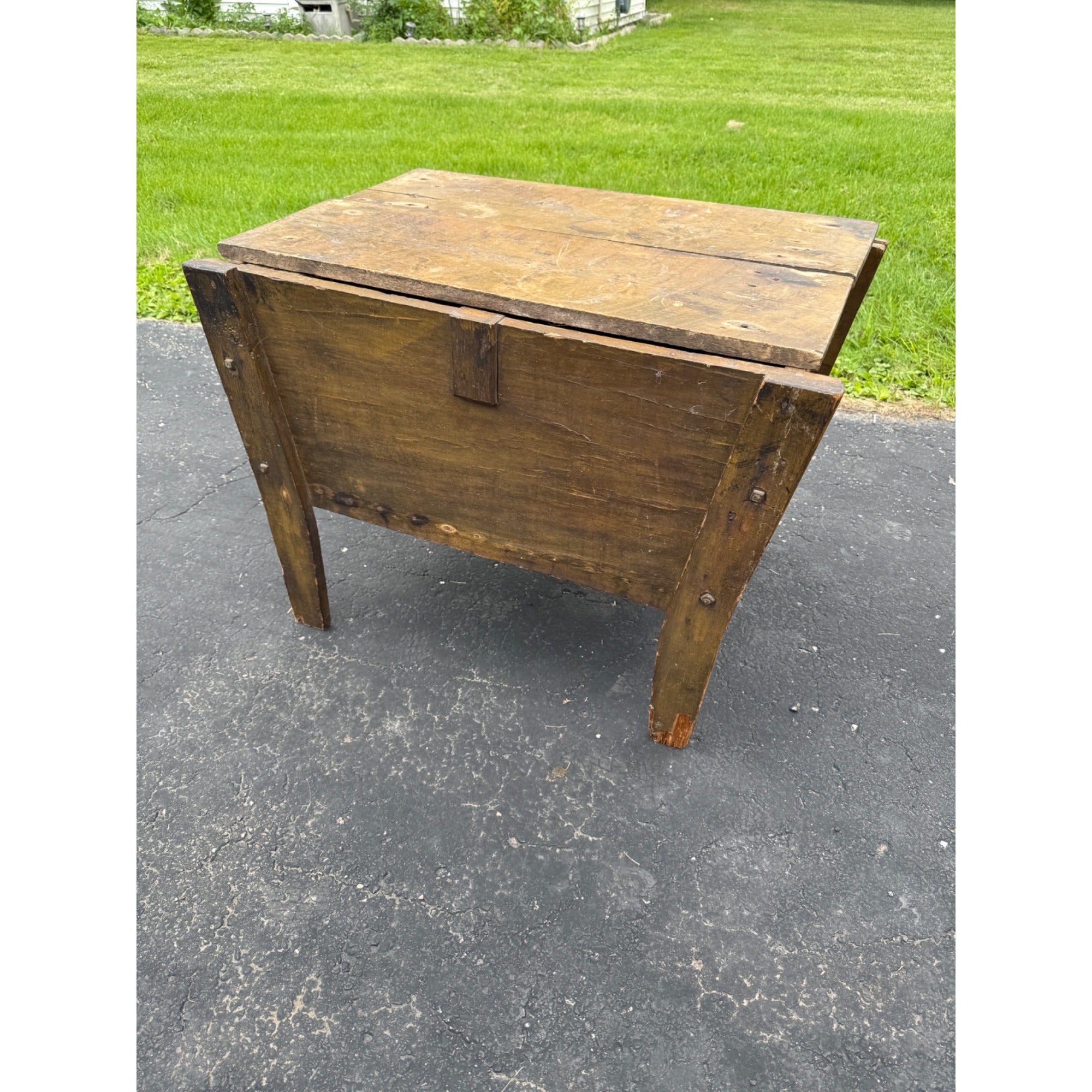 Antique Primitive 19th c. Bread Dough Trough Bin Table Farmhouse