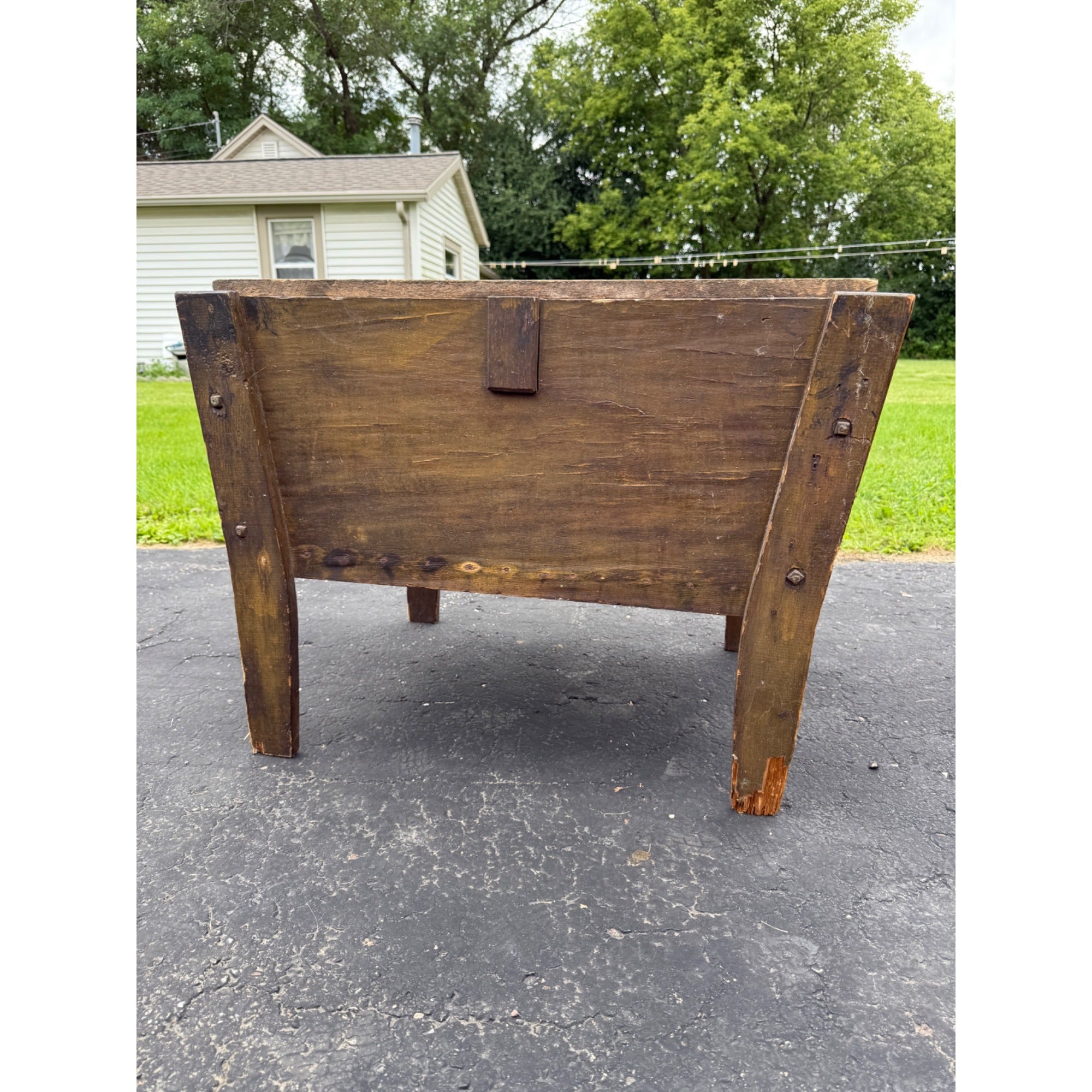 Antique Primitive 19th c. Bread Dough Trough Bin Table Farmhouse