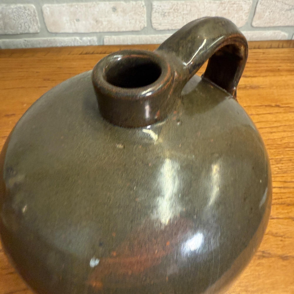 Antique Stoneware Shoulder Smooth Common Jug Moonshine Brown Gray Glazed
