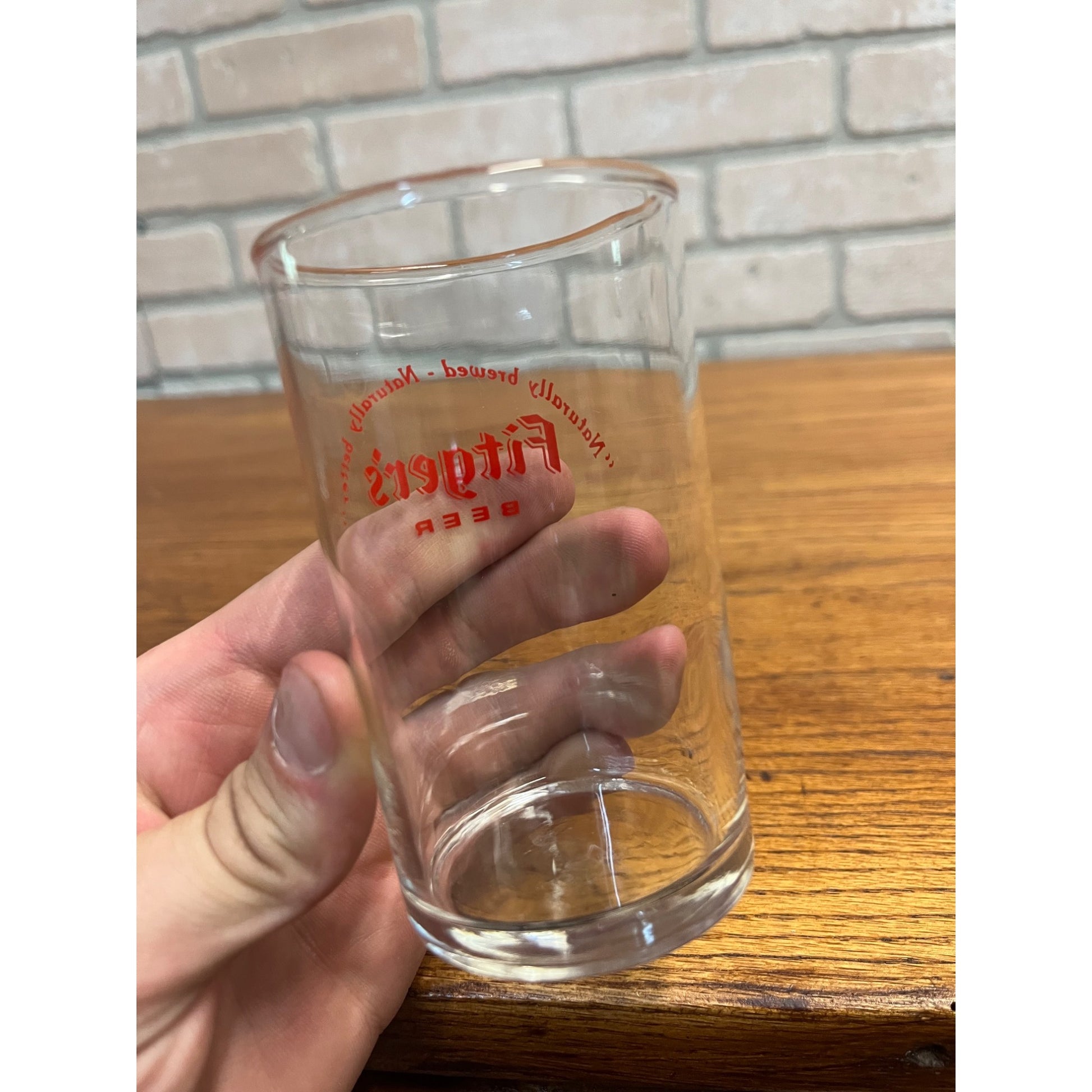 Vintage 1950s Fitgers Beer Shell Bar Glass Advertising Duluth Minnesota 4" Brewery