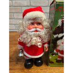 Vintage Walking Santa Claus Figure Battery-Operated Musical Toy Christmas Ringing Bell