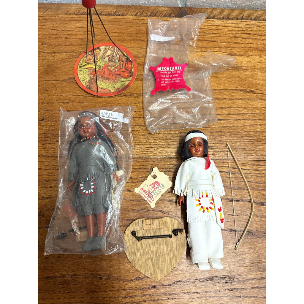 Vintage Cherokees Qualla Reservation Dolls Lot (2) Sleepy Eyes NEW