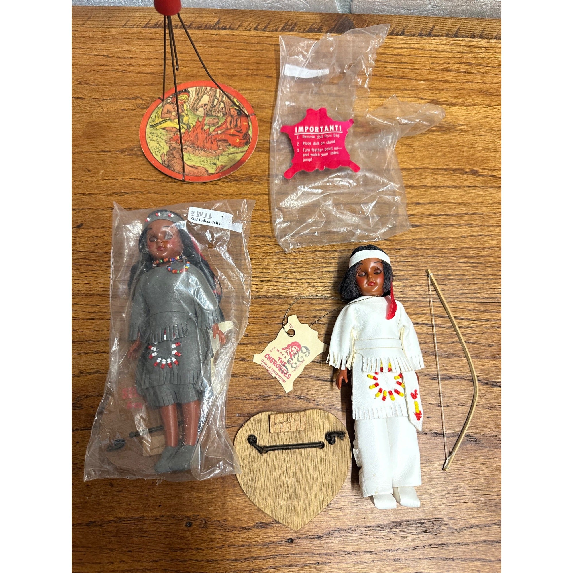 Vintage Cherokees Qualla Reservation Dolls Lot (2) Sleepy Eyes NEW