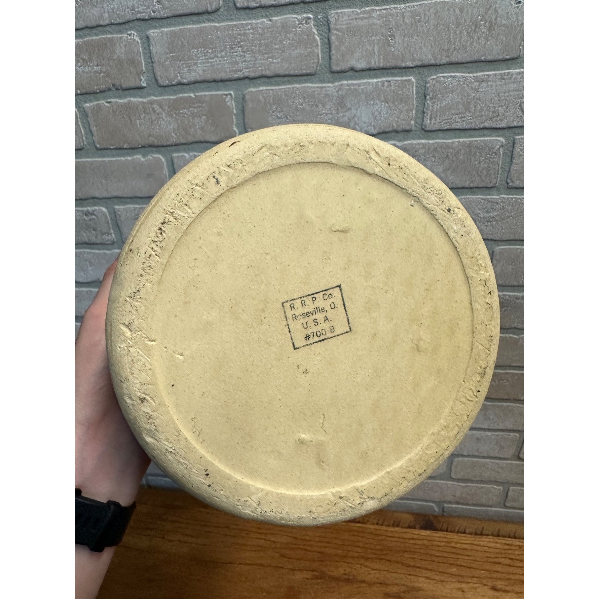 Vintage RRP Co. 1 Qt Blue Spongeware Stoneware Crock #700-B Roseville, Ohio