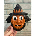 SCARCE Antique 1920s Halloween Witch Head Cardboard Embossed German