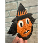 SCARCE Antique 1920s Halloween Witch Head Cardboard Embossed German