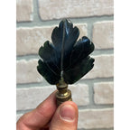 Vintage Hand Carved Jade Chinese Green Leaf Figural Lamp Finial Topper