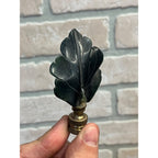 Vintage Hand Carved Jade Chinese Green Leaf Figural Lamp Finial Topper