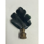 Vintage Hand Carved Jade Chinese Green Leaf Figural Lamp Finial Topper