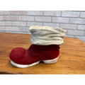 Vintage 1950s Christmas Santa's Boot Chalkware Flocked Planter Candy Container