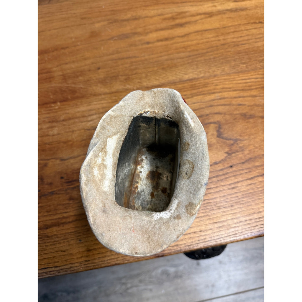 Vintage 1950s Christmas Santa's Boot Chalkware Flocked Planter Candy Container