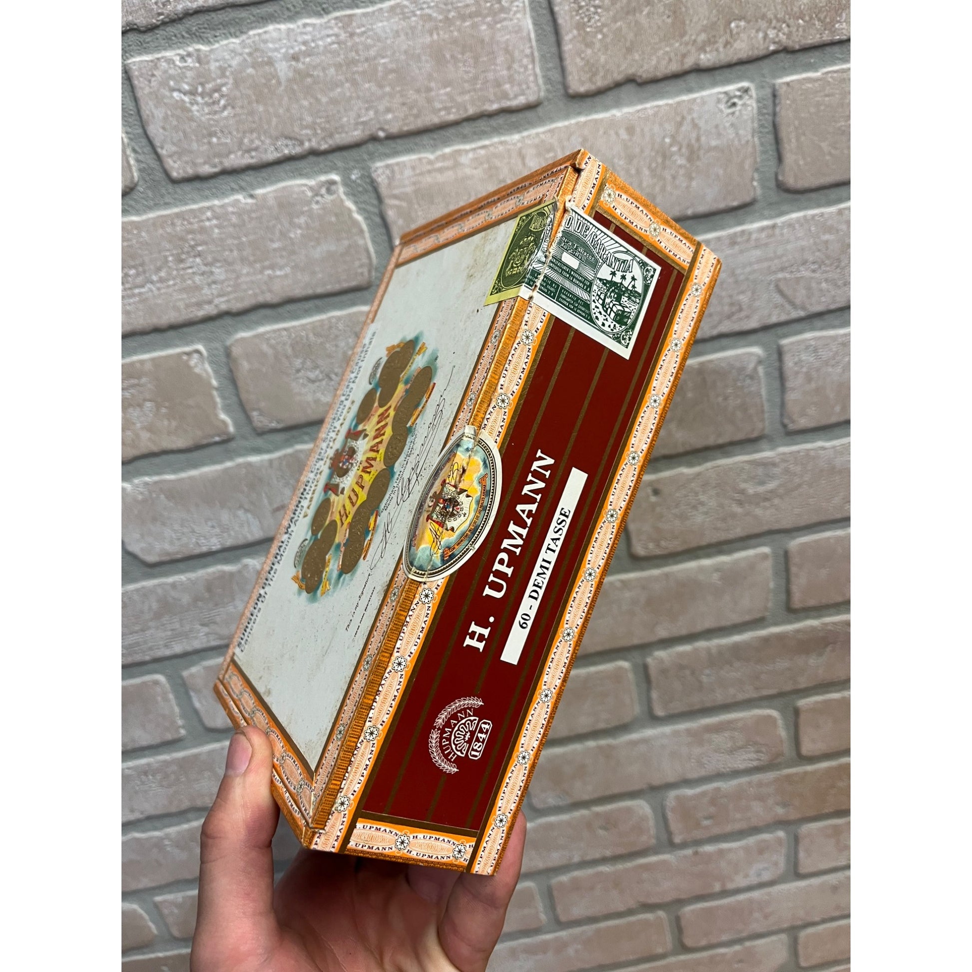 Vintage H. Upmann Demi Tasse Wooden Cigar Box Celestino Hinged