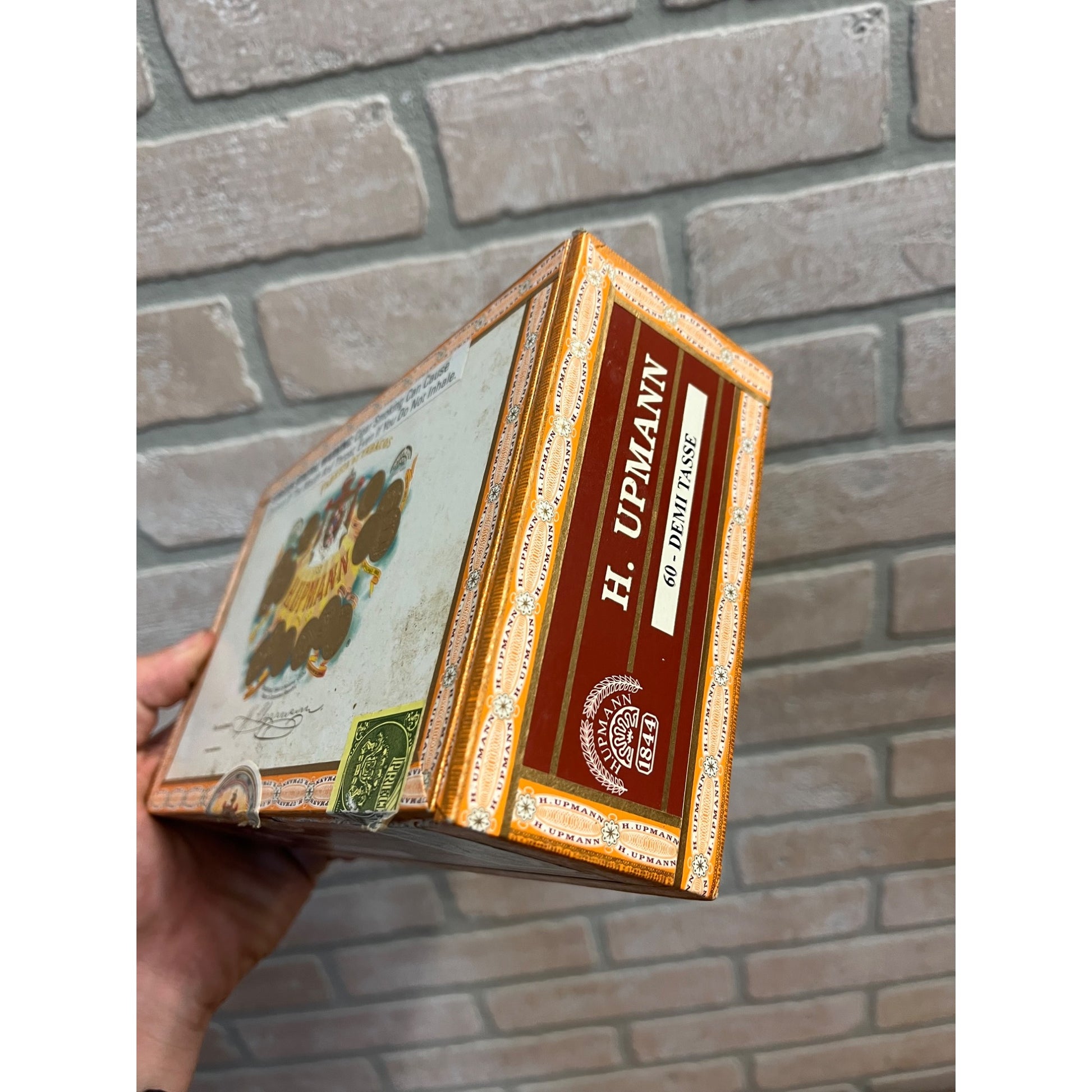 Vintage H. Upmann Demi Tasse Wooden Cigar Box Celestino Hinged