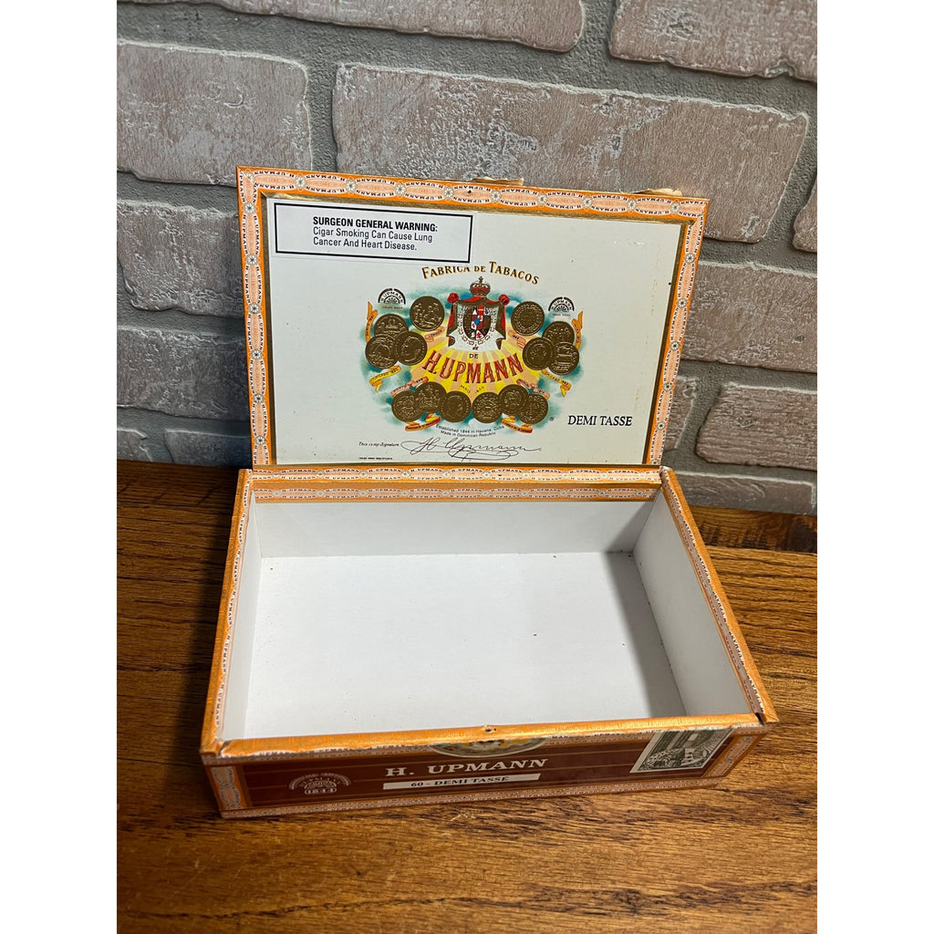 Vintage H. Upmann Demi Tasse Wooden Cigar Box Celestino Hinged