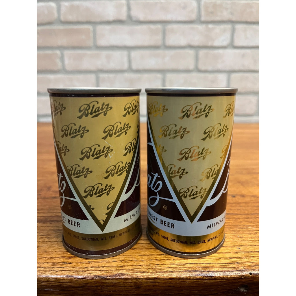 Vintage Blatz Milwaukee's Finest Beer Flat Top Pull Tab Cans -- 2 Variations