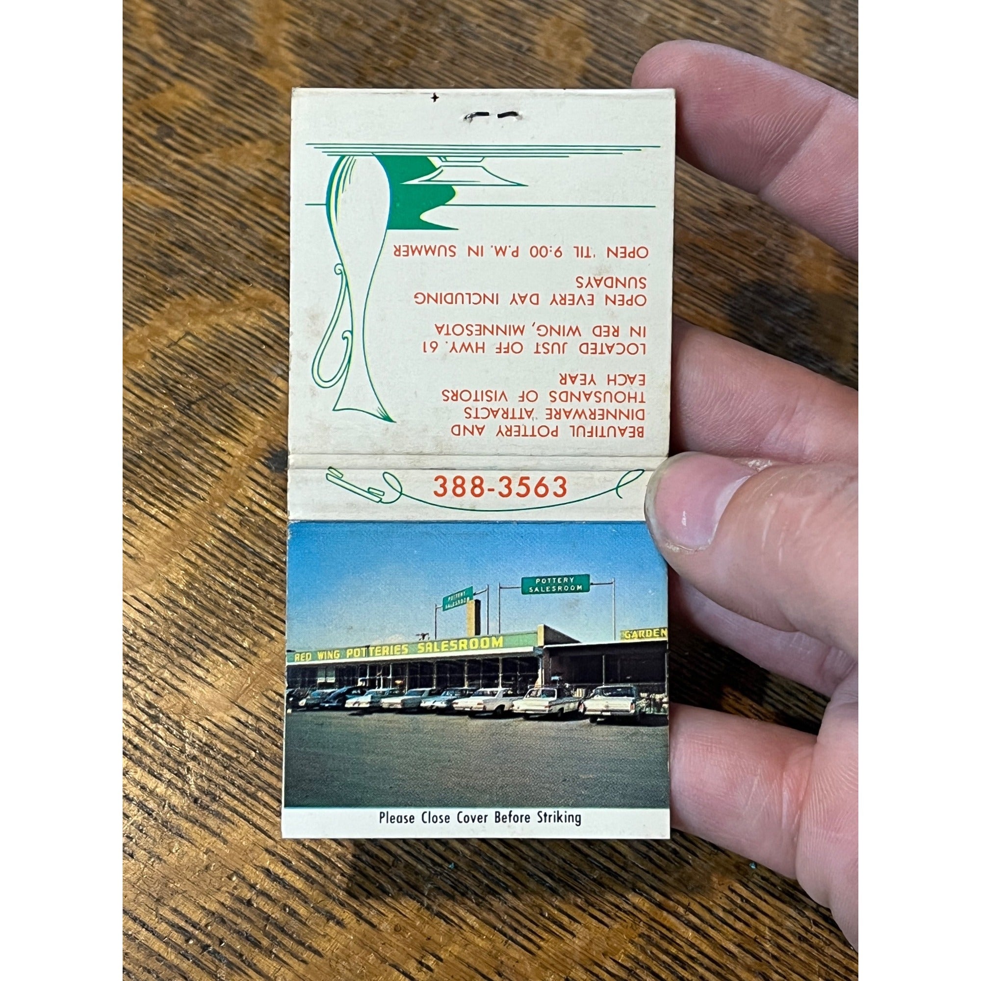 Vintage Matchbook Advertising - Red Wing Potteries Salesroom - Red Wing, Minn.
