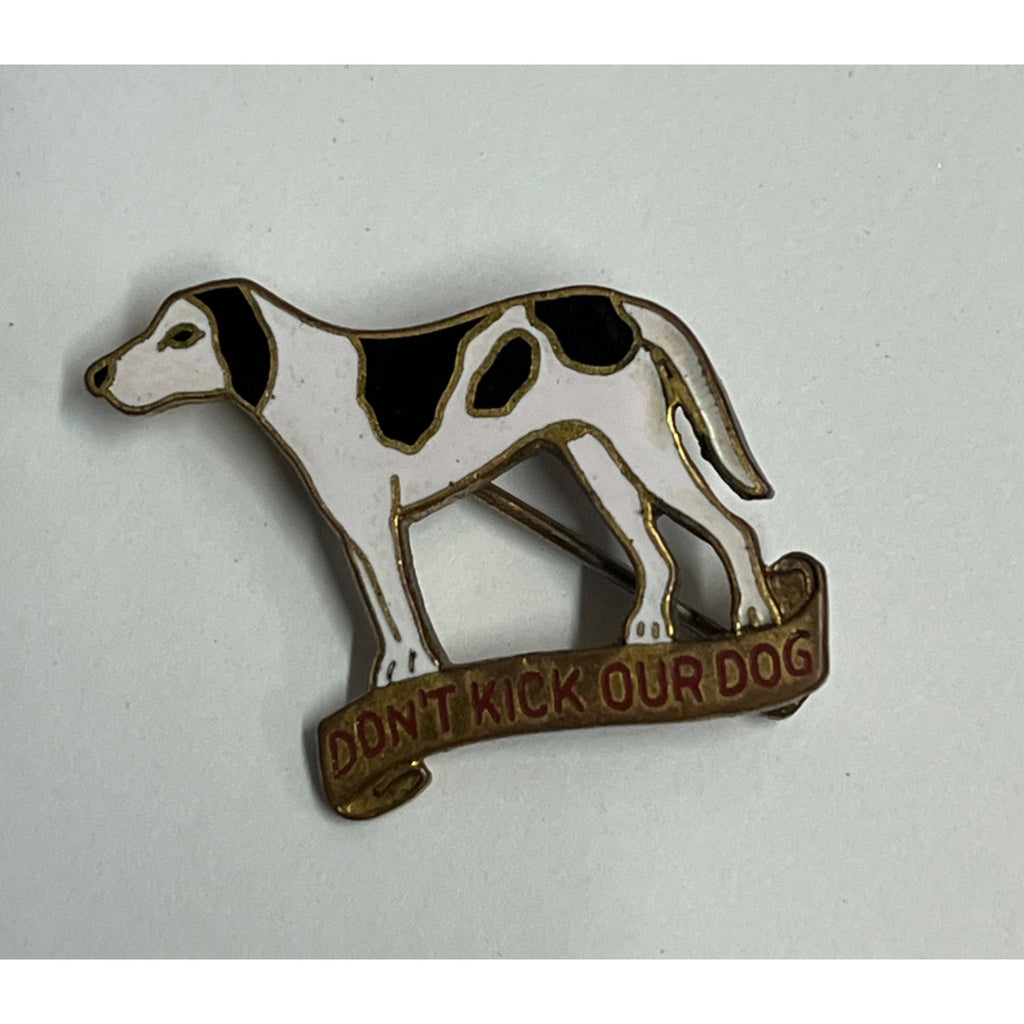 Original WWII Dont Kick Our Dog Enamel Pin 203rd Engineer Battalion