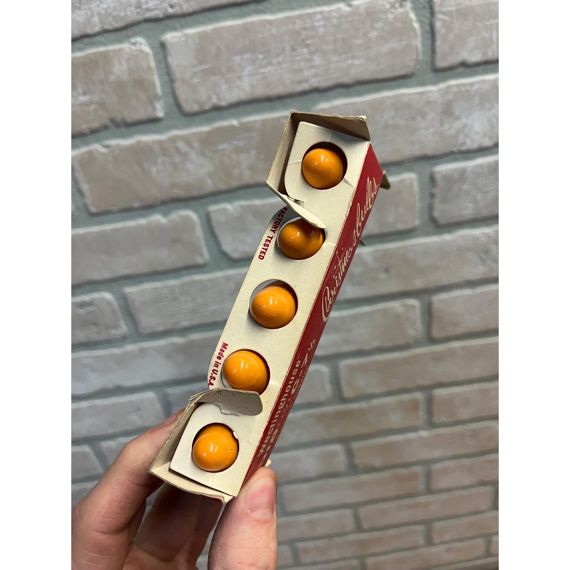 Vintage 1940s Christmas Bulbs Westinghouse D18 C-7 1/2 Orange 5 Count NOS NEW