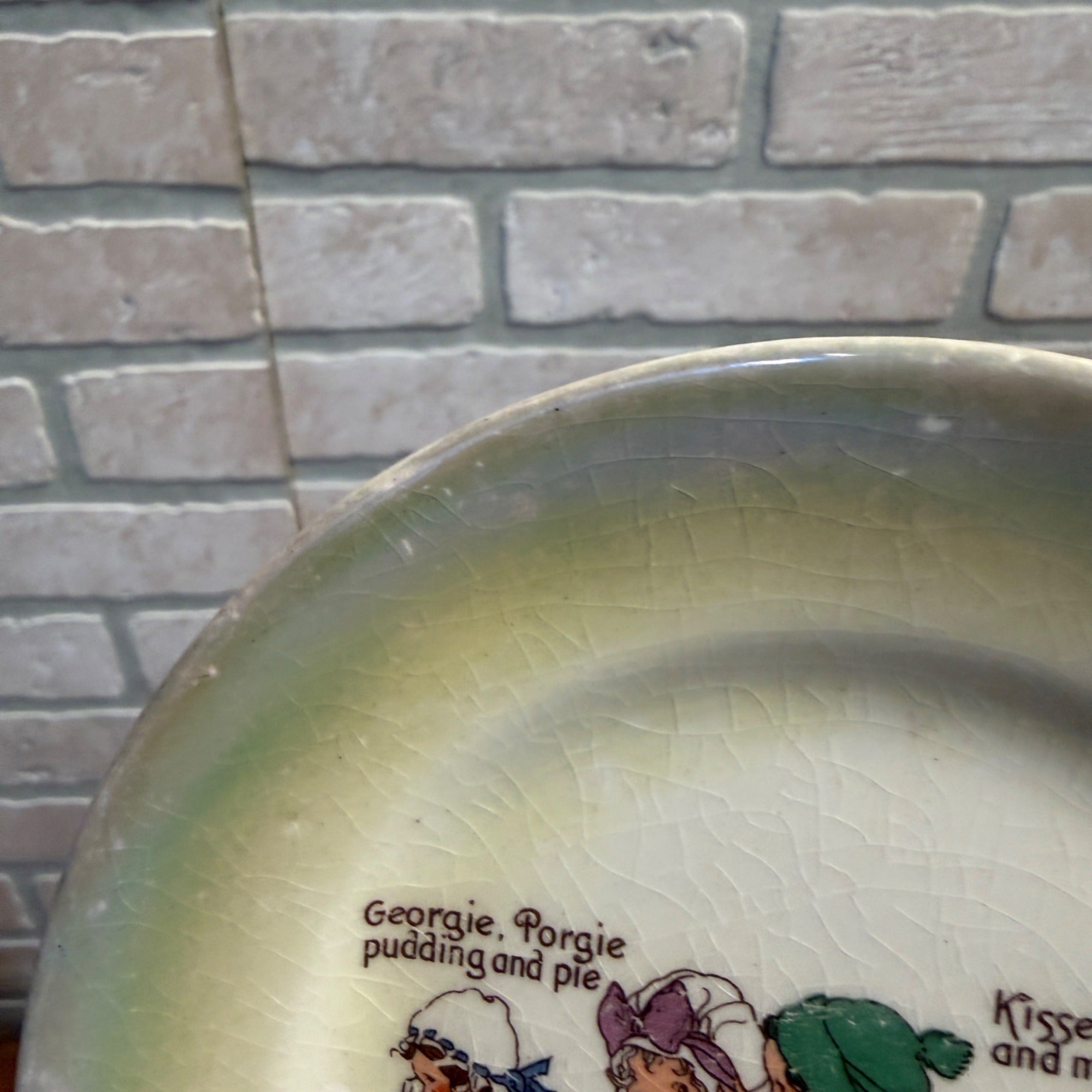 Vintage Georgie Porgie Nursery Rhyme Ceramic Plate By Denne 1930s Decorative Dish