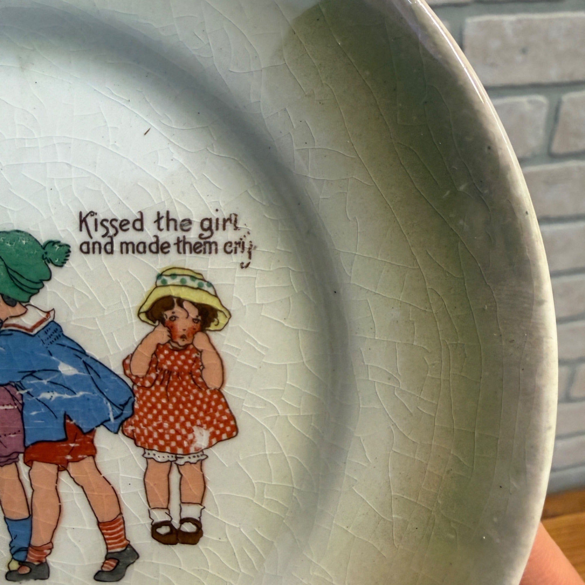 Vintage Georgie Porgie Nursery Rhyme Ceramic Plate By Denne 1930s Decorative Dish