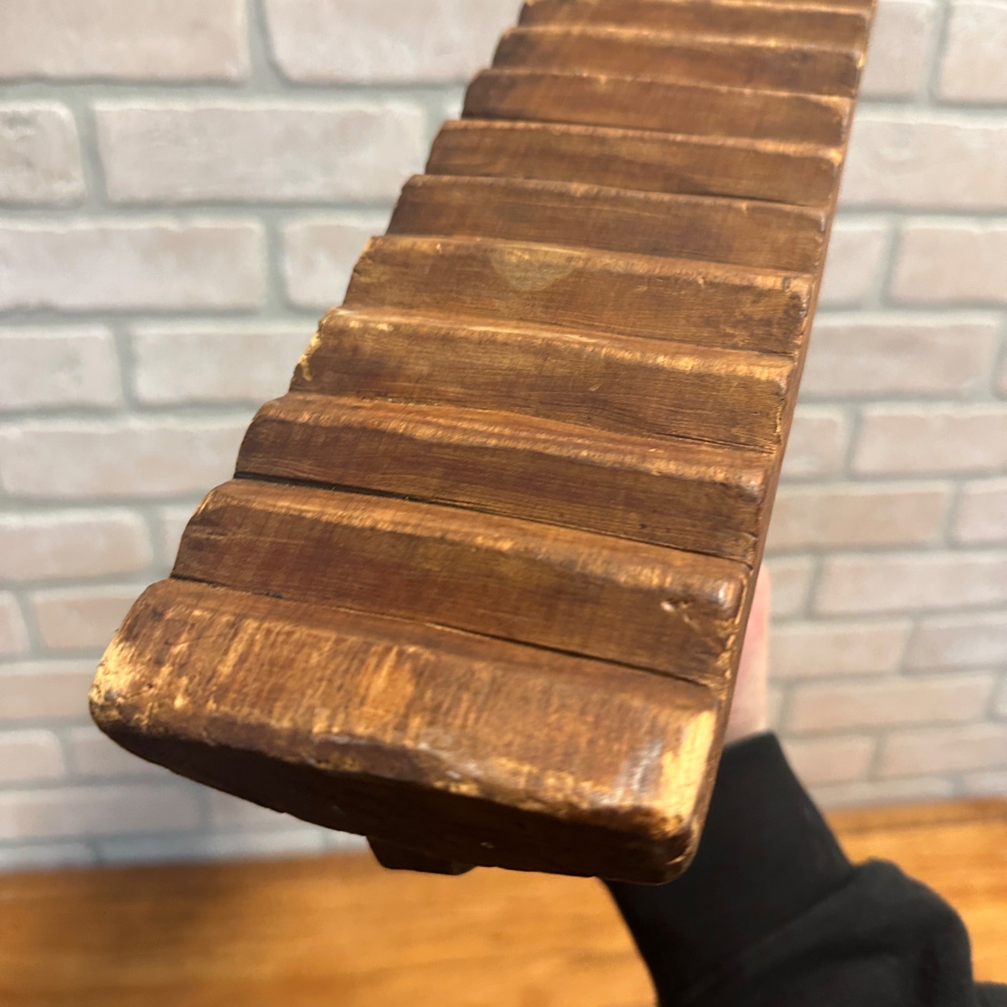 Antique Primitive 1800s Wood Scrub Wash Board Handle Hand Carved Washboard Farm