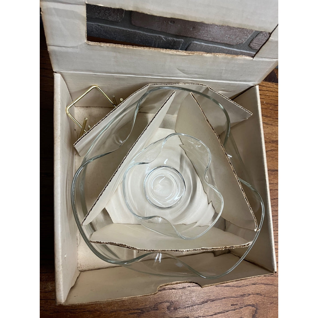 Vintage Anchor Hocking Accent Modern Clear Glass Chip & Dip Set w/Box