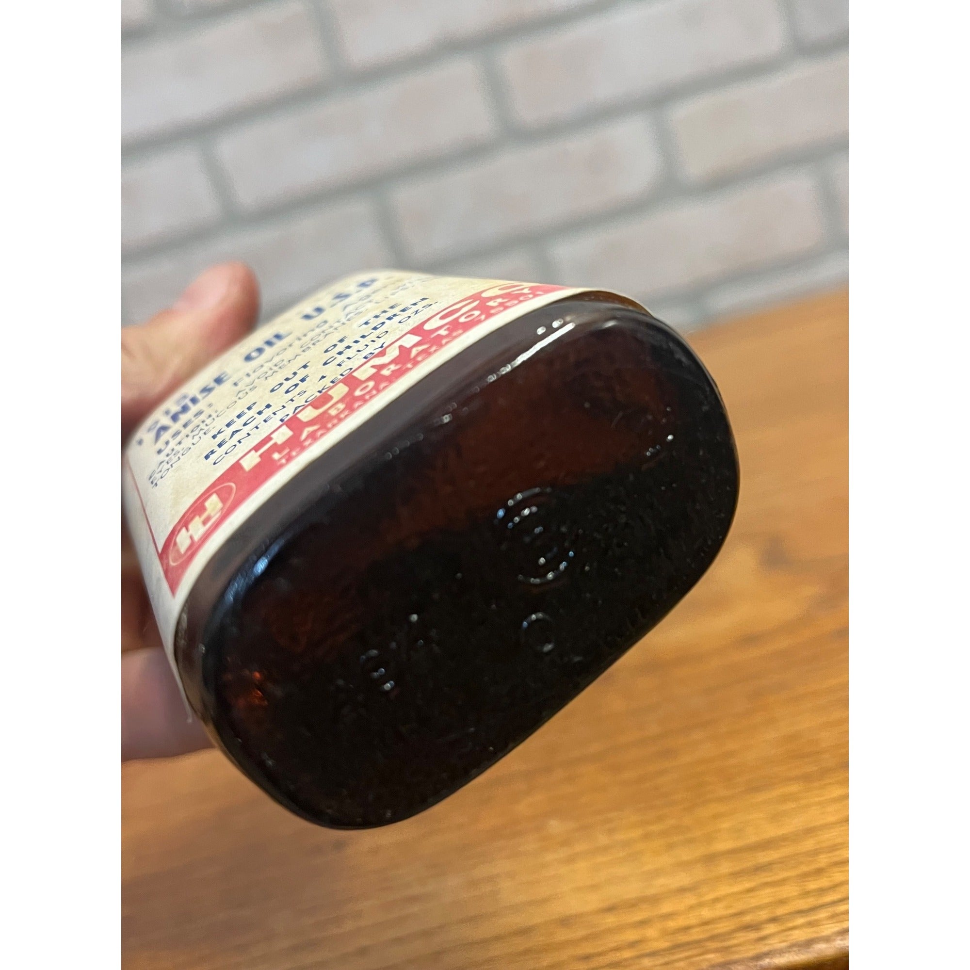 Vintage HUMCO Anise Oil U.S.P. Amber Pharmacy Drug Store Bottle w/ Label 4 oz