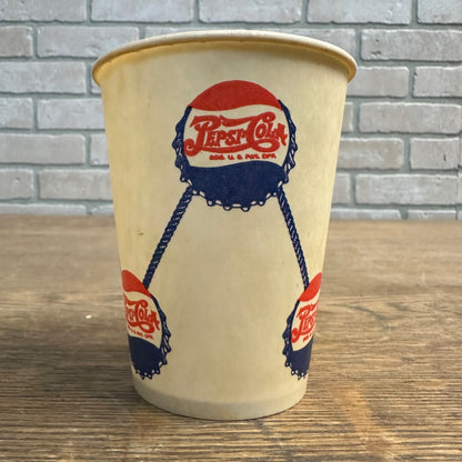 1940s 9oz Pepsi Cola DOUBLE Dot Bouncing Drum Soda Promo Wax Paper Cup