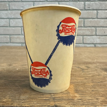 1940s 9oz Pepsi Cola DOUBLE Dot Bouncing Drum Soda Promo Wax Paper Cup