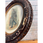 Antique 1890s Victorian Orante Wood Frame Litho Ichabod Crane Sleepy Hollow