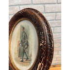 Antique 1890s Victorian Orante Wood Frame Litho Ichabod Crane Sleepy Hollow