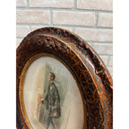 Antique 1890s Victorian Orante Wood Frame Litho Ichabod Crane Sleepy Hollow