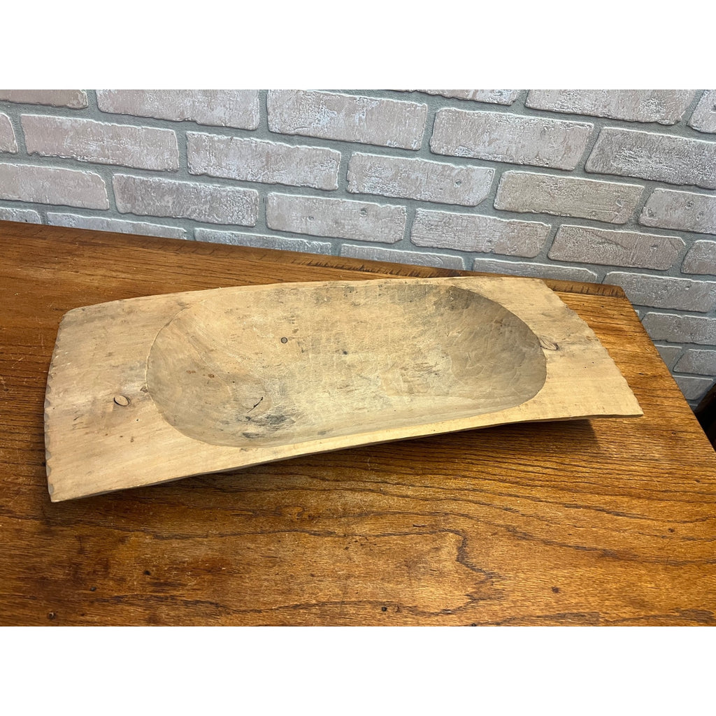 Primitive Hand Carved Wooden Dough Bowl Trencher Farmhouse Rustic Maple AAFA