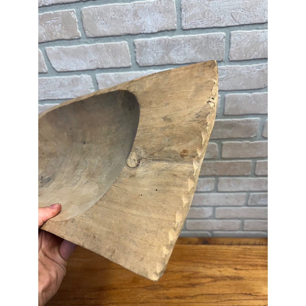 Primitive Hand Carved Wooden Dough Bowl Trencher Farmhouse Rustic Maple AAFA