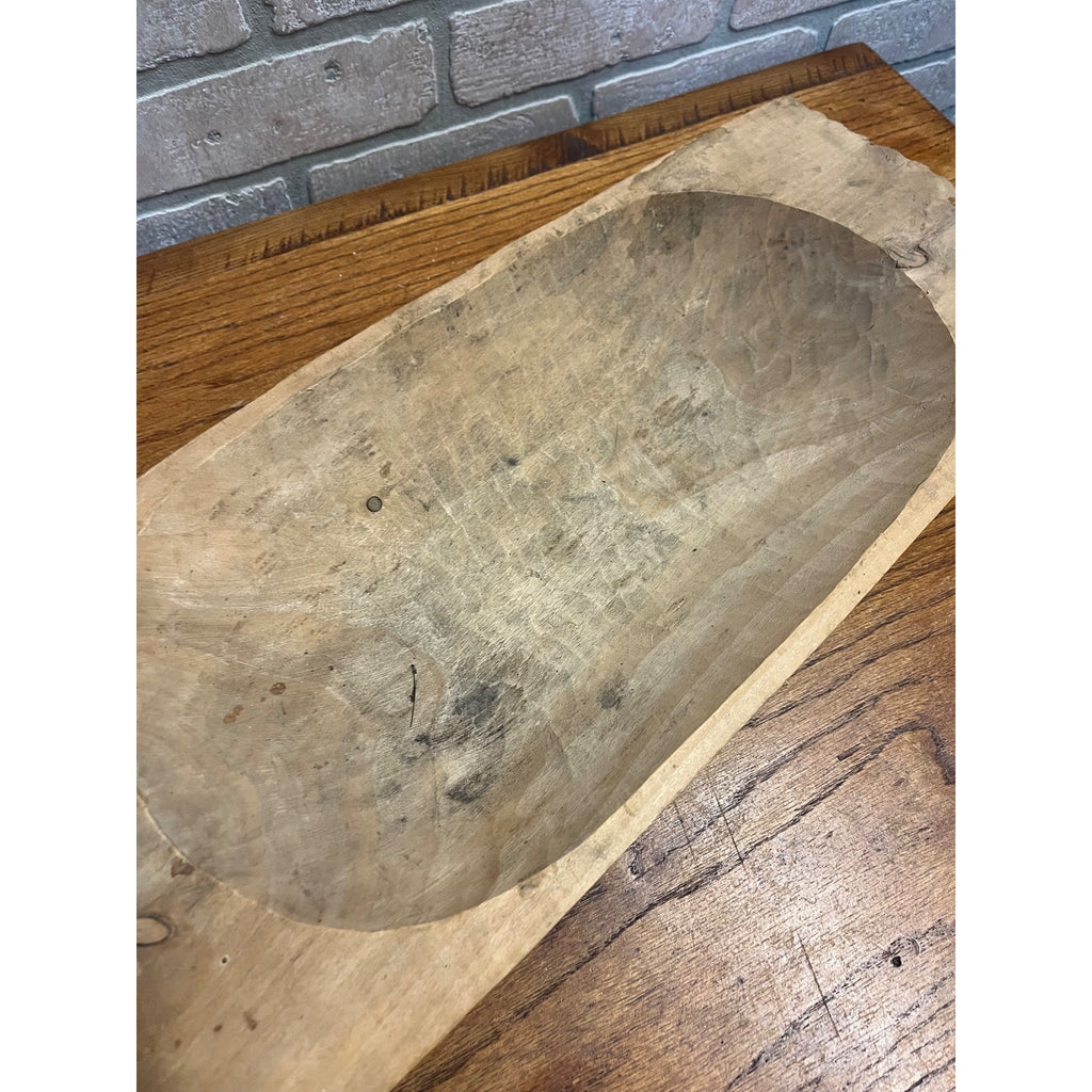 Primitive Hand Carved Wooden Dough Bowl Trencher Farmhouse Rustic Maple AAFA